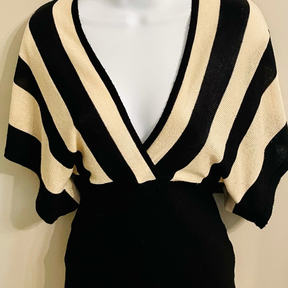 Short Sleeve Wrap Front Sweater with Keyhole Back